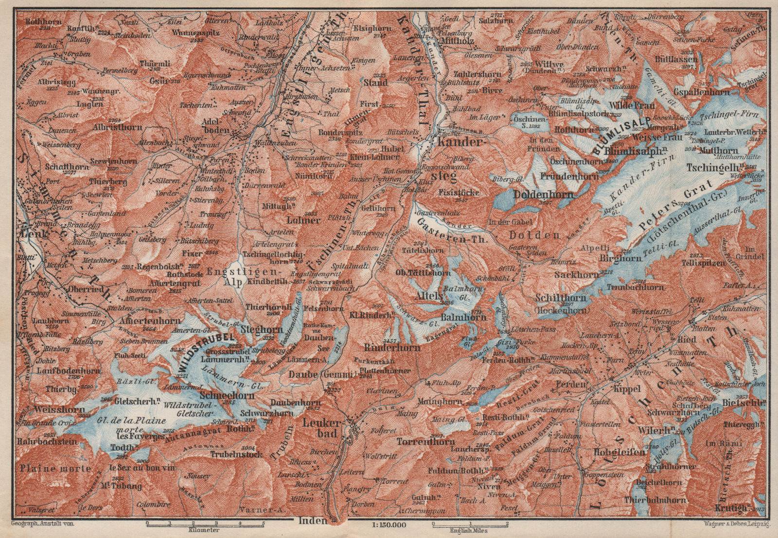 KANDERSTEG area.Blumisalp Adelboden Wildstrubel Rinderhorn Torrenthorn 1897 map